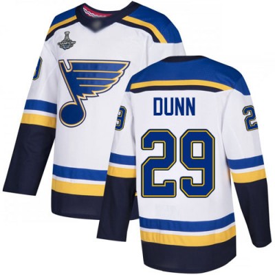 Adidas St. Louis Blues #29 Vince Dunn White Road Authentic Stanley Cup Champions Stitched NHL Jersey